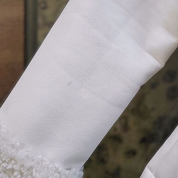 Guess ivory faux leather shearling moto jacket size S - Picture 12 of 14